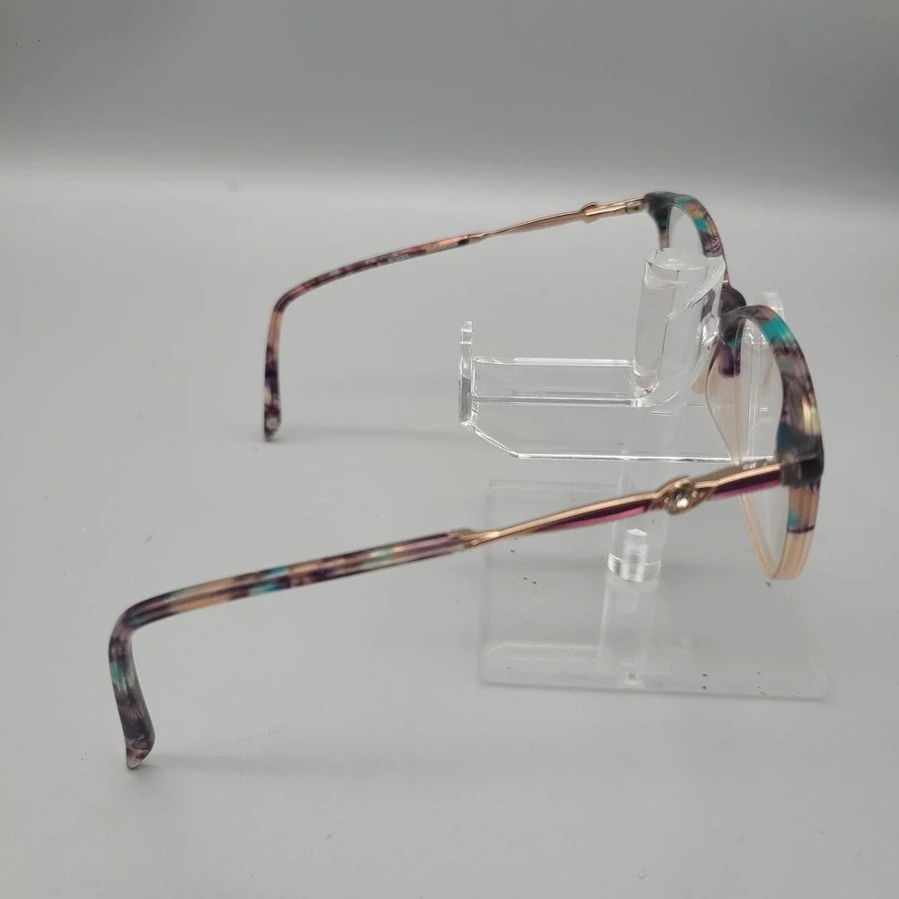 Bulova Bremerton Blue Multi Rose Gold Crystal Eyeglasses Frames 51-18-140